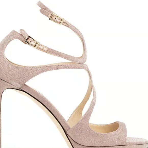 Jimmy Choo Lance 100 ballet pink glitter sandals Size 38.5 - Picture 10 of 10